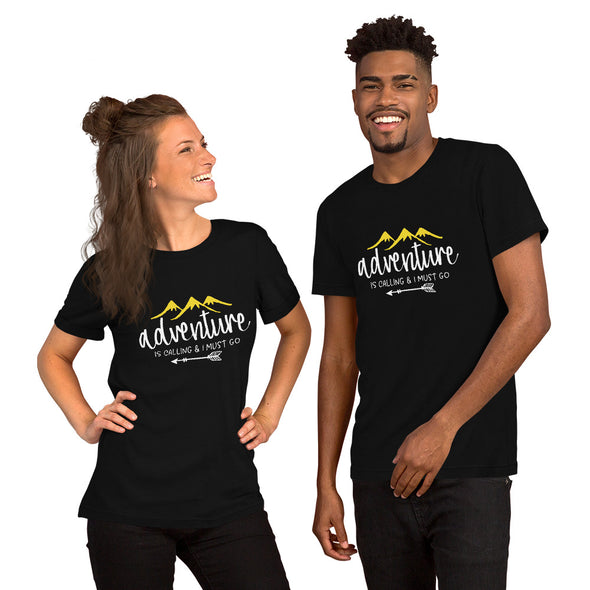 Adventure is Calling - Short-Sleeve Unisex T-Shirt - T-Shirt for Him & Her - Travel Life Senses